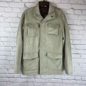 Robert Graham Cargo Field‎ Jacket Coat Mens Small Nickel Green Vegan Suede